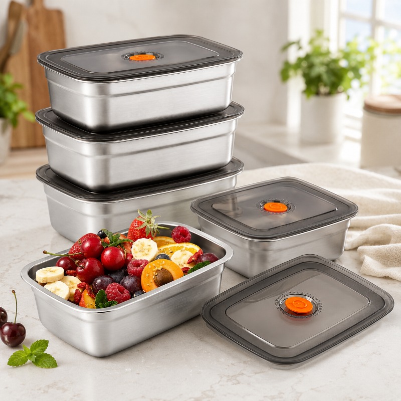 Food Storage Box Large - Ланч-бокс из нержавеющей стали большой вместимости,