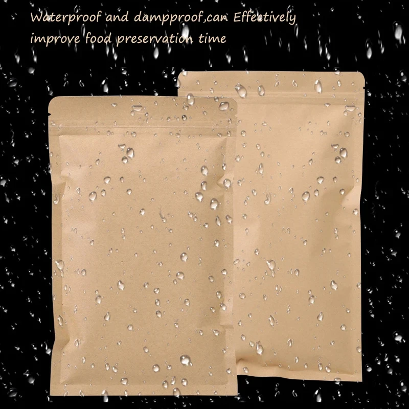 Food Storage Zipper Bags - 100 шт. коричневых крафт-пакетов с застежкой-молнией,