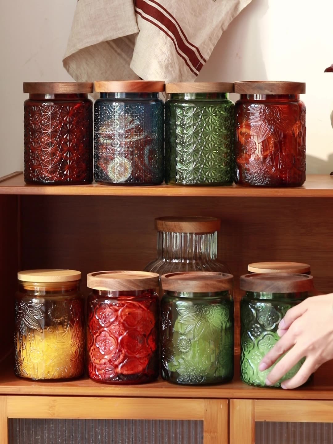 Food Storage Jars With Wooden Lids - Винтажная стеклянная кухонная банка для хранения,