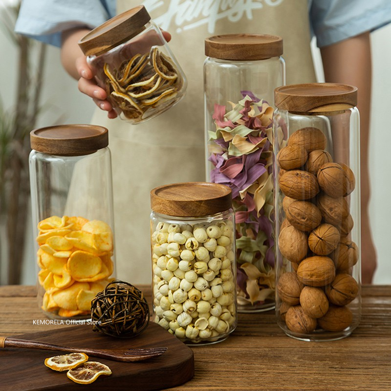 Стеклянная герметичная канистр – обзор и цена Food Storage Jars With Wooden Lids
