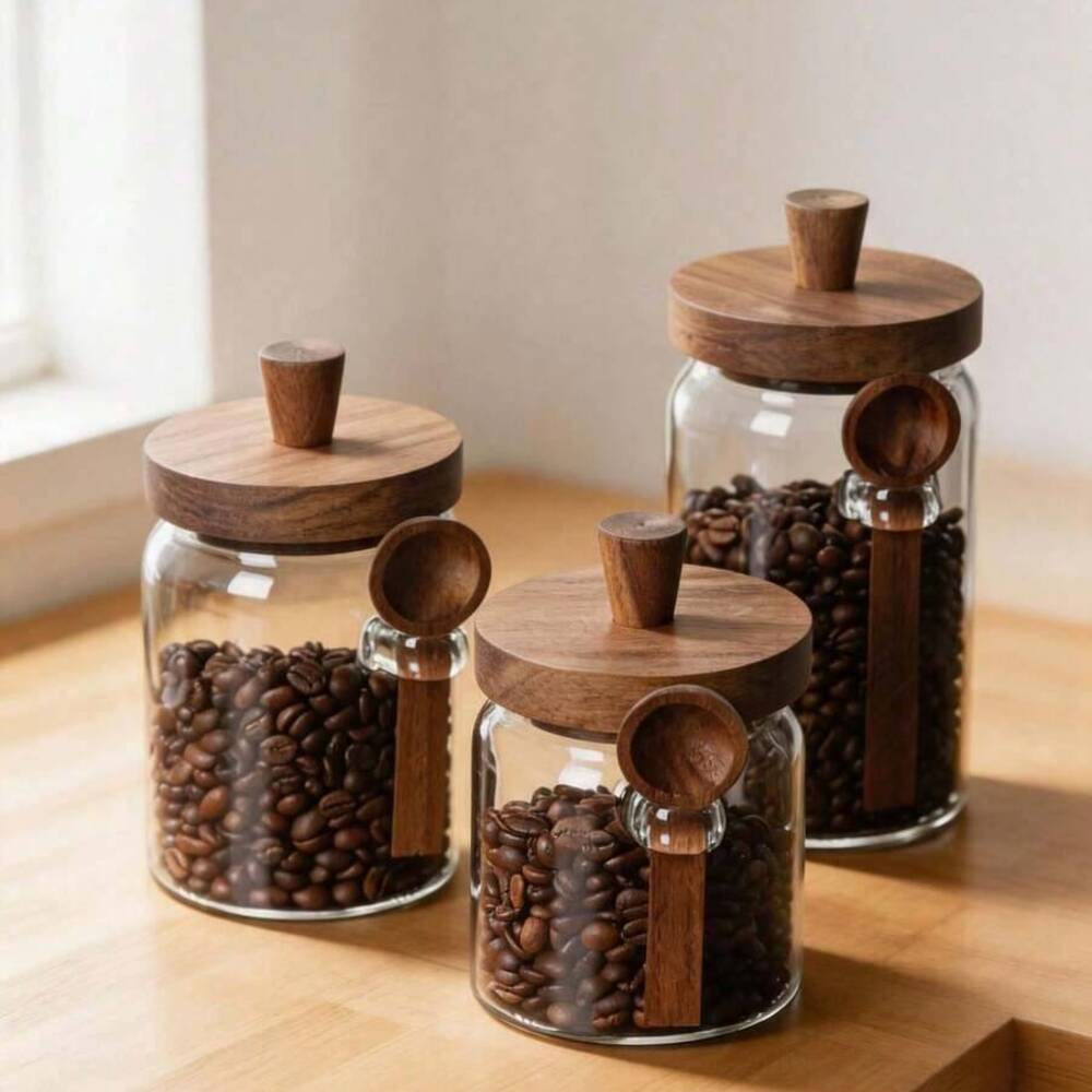 Набор из 3-х прозрачных стекля – обзор и цена Food Storage Jars With Wooden Lids