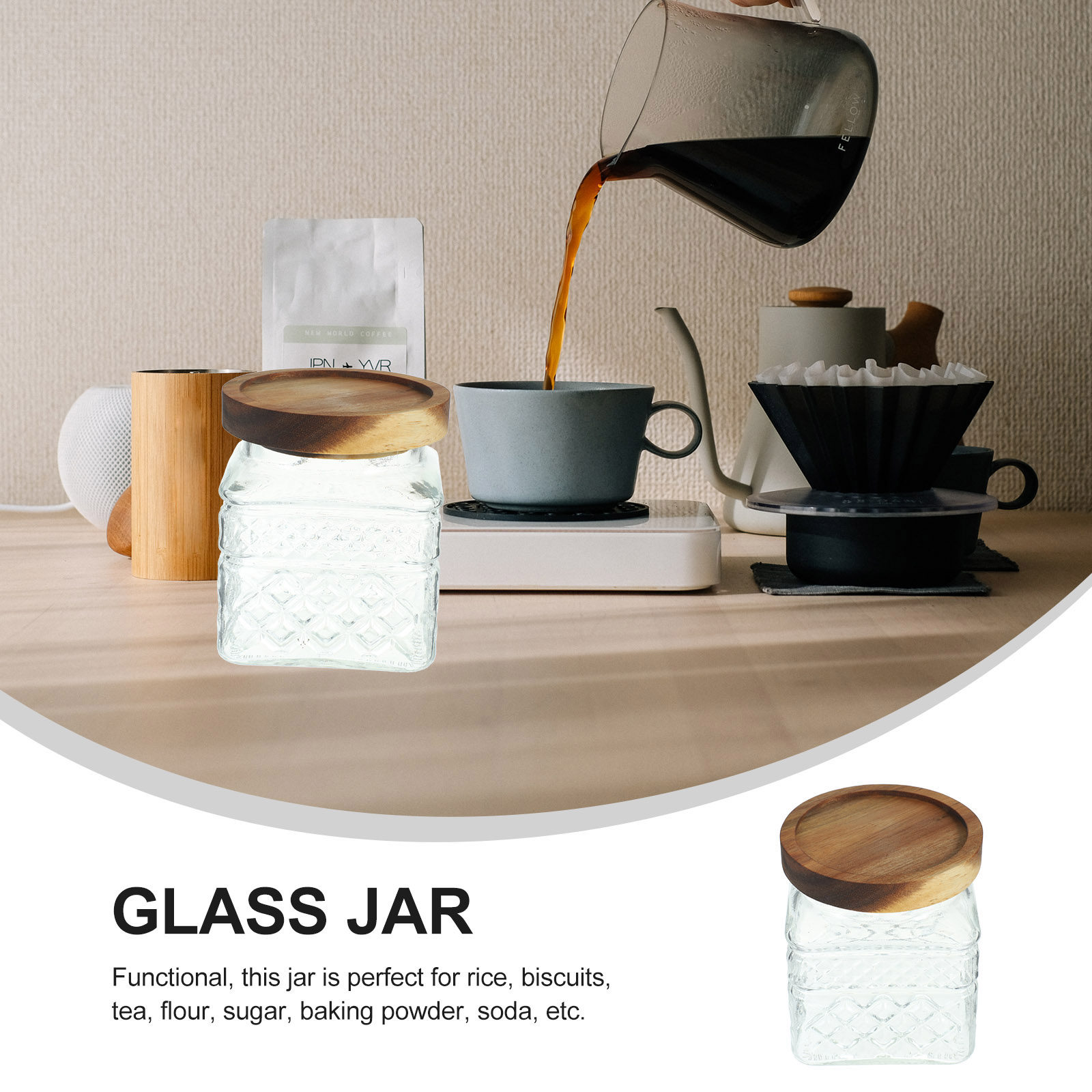 Стеклянная банка для хранения  – обзор и цена Food Storage Jars With Wooden Lids