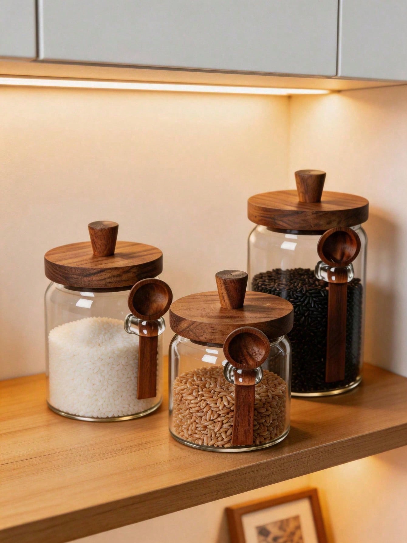 3 шт. прозрачных стеклянных ба – обзор и цена Food Storage Jars With Wooden Lids