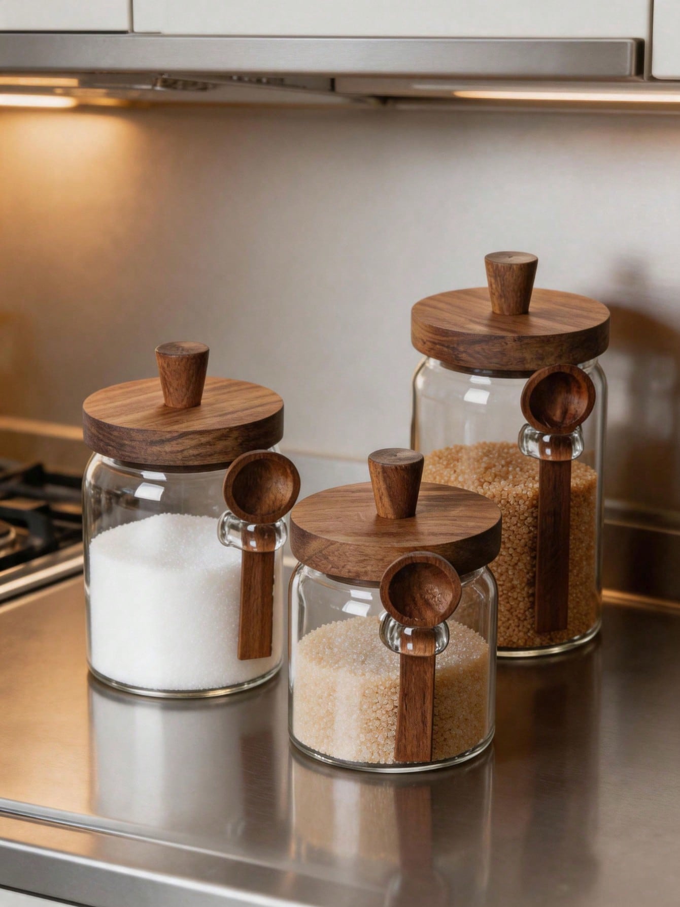 3 шт. прозрачных стеклянных ба – обзор и цена Food Storage Jars With Wooden Lids