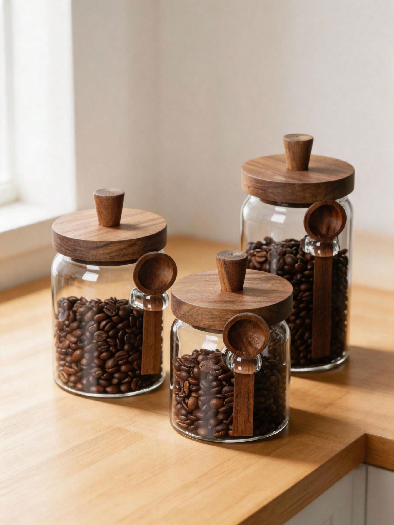 3 шт. прозрачных стеклянных ба – обзор и цена Food Storage Jars With Wooden Lids