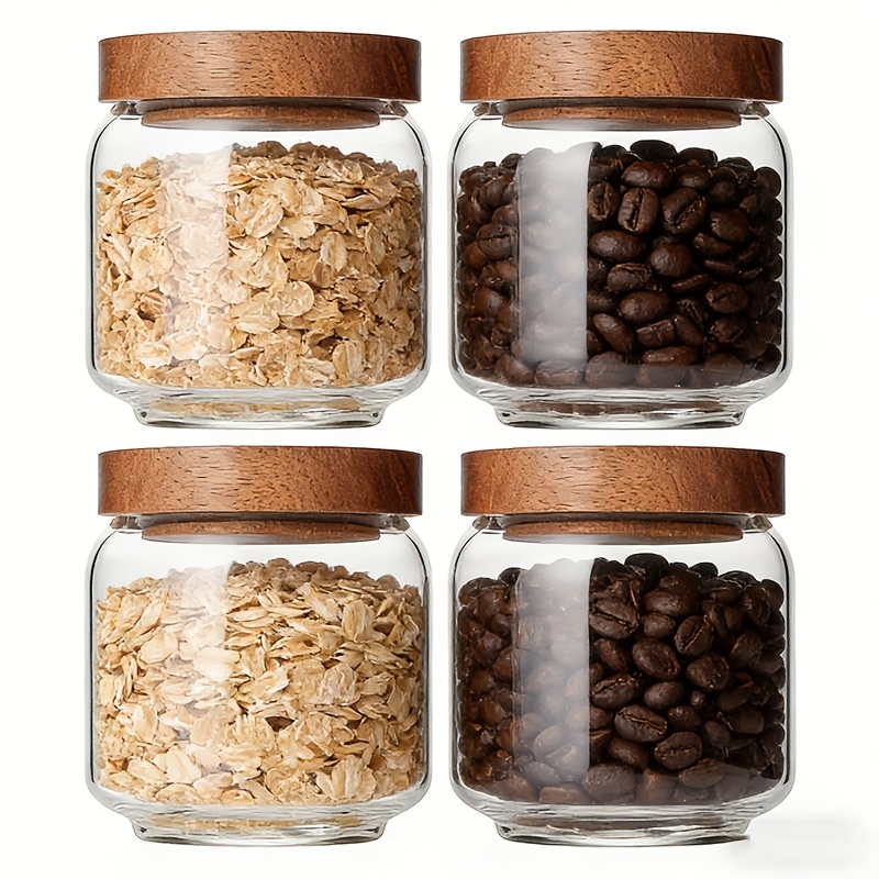 Набор из 4 стеклянных банок об – обзор и цена Food Storage Jars With Wooden Lids